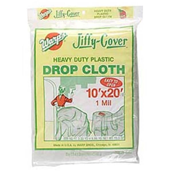Warp Brothers 10ft. X 20ft. Clear Jiffy Cover Heavy Duty Plastic Drop Cloth JC-102 WA308841 - main